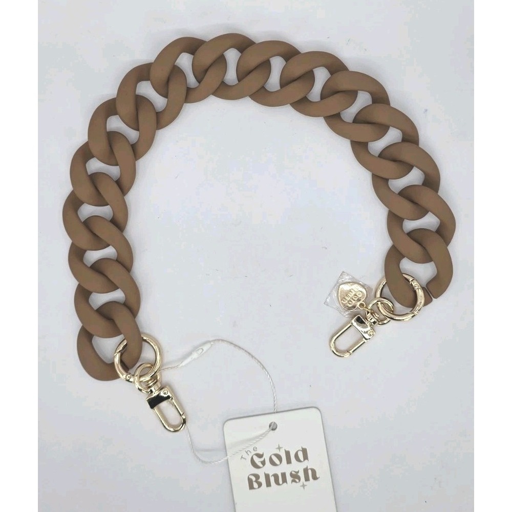 Gold Blush Acrylic Luxe Bag Chain 18" Brown Matte Multi-Use‎ Handle Strap NWT